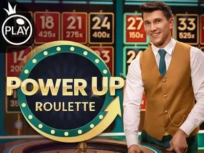 Live Dealer logo of Power UP Roulette from Pragmatic Play at GoldSpin Casino