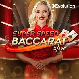 Super Speed Baccarat slot logo by Evolution at GoldSpin Casino